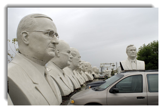 Busts larger than life size by David Adickes